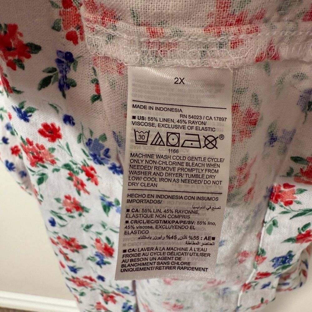 Old Navy Fit & Flare Plus Size Linen Blend Cottagecore Floral Midi Dress Size 2X - Picture 8 of 8